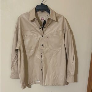 Levi's Beige Leather Button-Up Shirt NWT